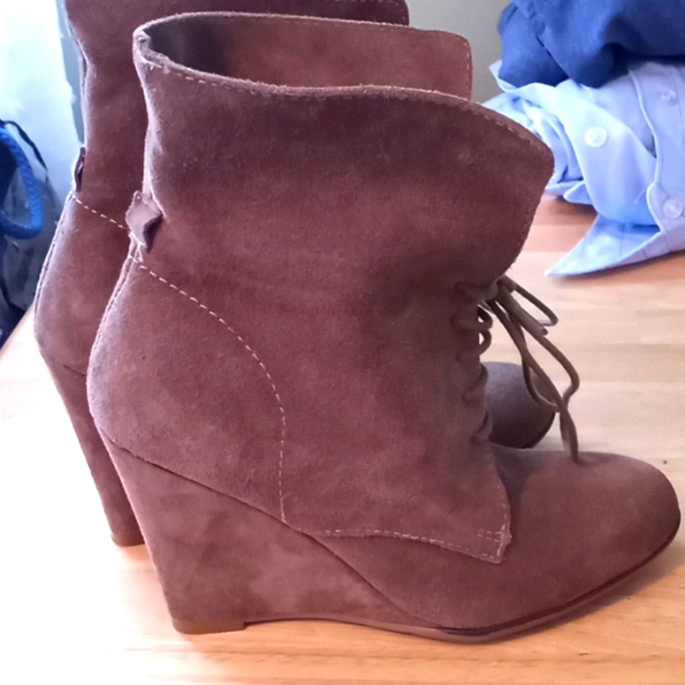 Zara suede ankle wedge booties